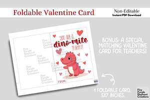 Printable Kids Dinosaur Valentine