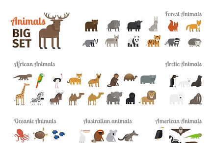 Animals in flat style, a Wallpaper Graphic by Stock-Smart-Start