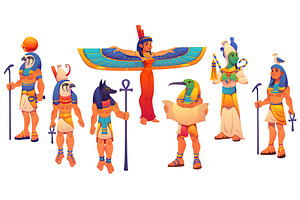 Ancient Egypt gods and goddess, a Person Illustration by Vector Tradition