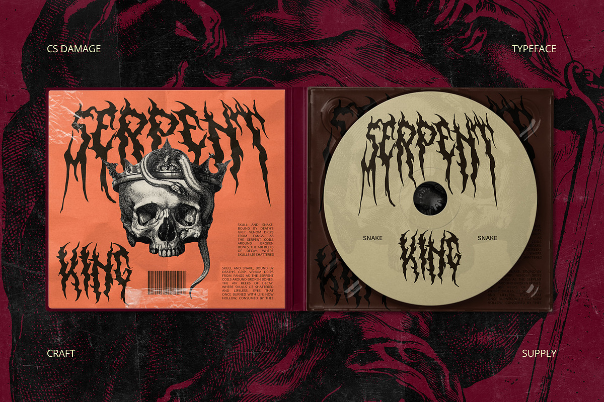 CS Damage – Black Metal Font, a Blackletter Font by Craft Supply Co. (Photo 7 of 8)