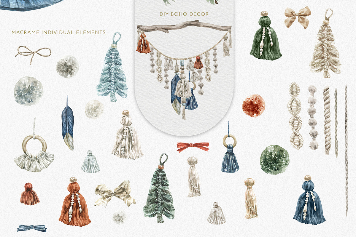 Christmas Decor Watercolor Set, a Decorative Illustration by Cat In Colour (Photo 7 of 14)