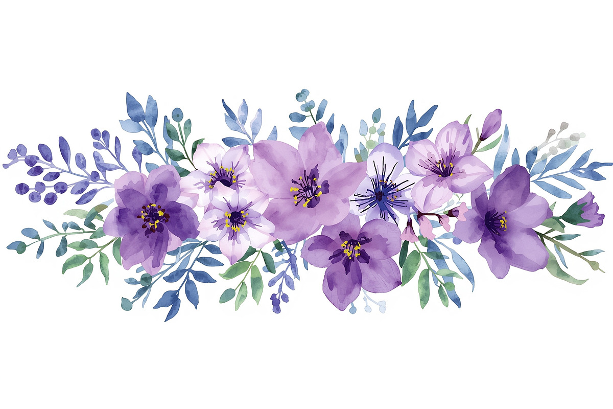 Elegant Purple Floral Set, an Illustration by balal (Photo 10 of 11)