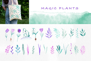 Magic Spring. Watercolor Set.