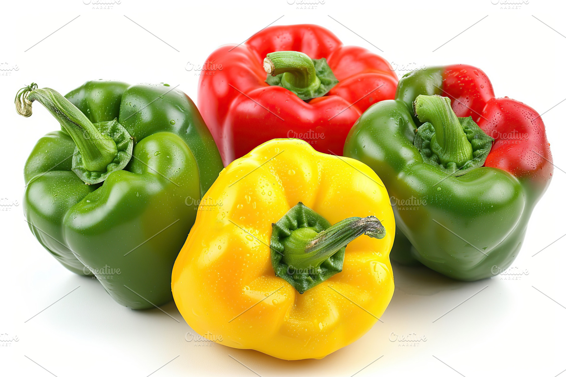 Ripe colorful peppers isolated on white background, a Food & Drink Photo by AlyaAnd