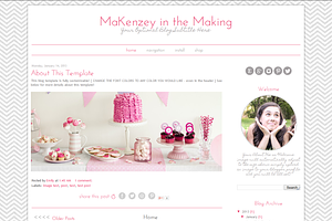 Blogger Template - Pink Grey Chevron
