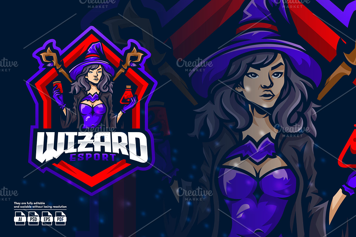 Wizard Mascot Esport Logo, a Branding & Logo Template by prps.std (Photo 1 of 3)