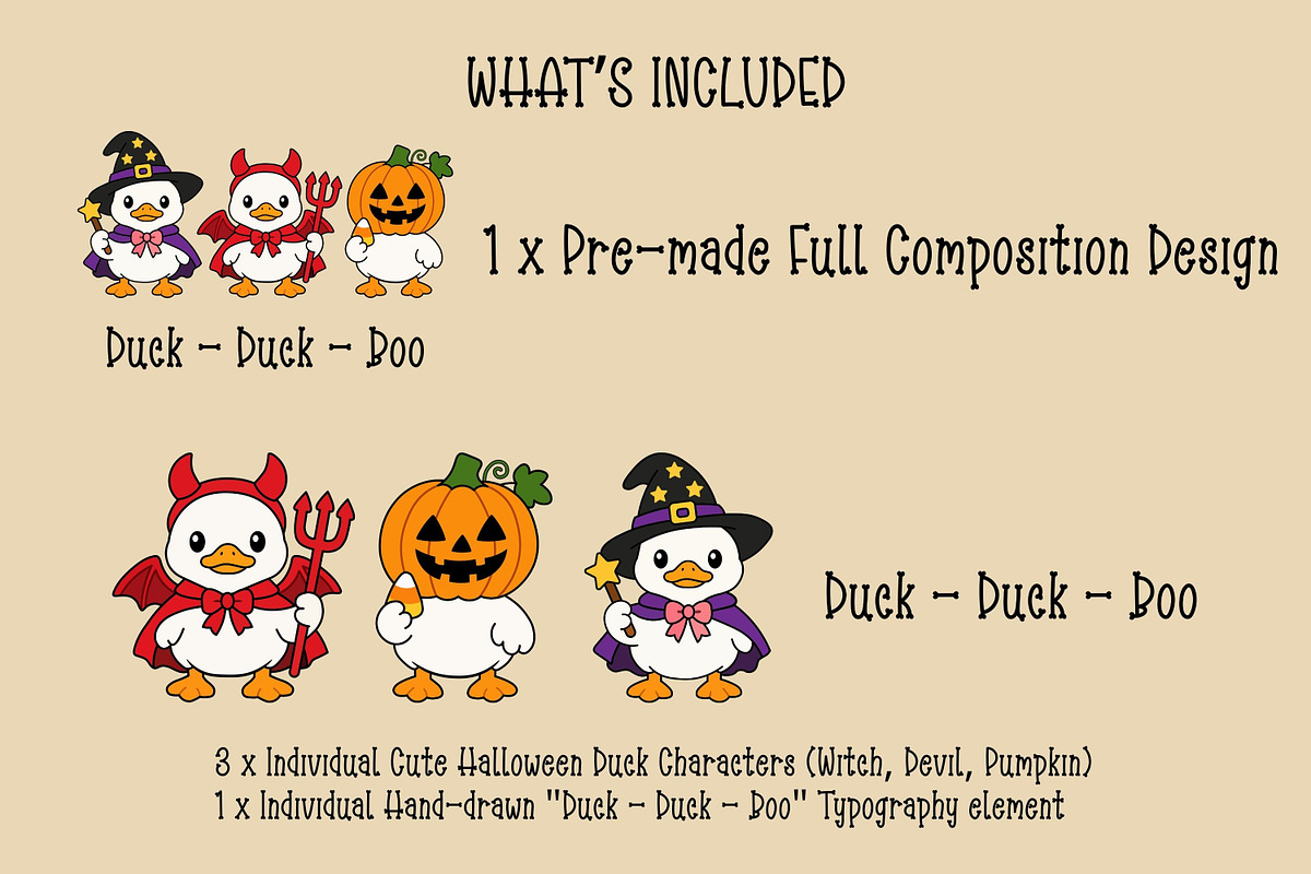 Cute Duck Duck Boo Halloween PNG, a Seasonal Illustration by Adalin Shop (Photo 2 of 5)