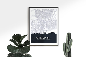 Skyline City Map Vector Poster