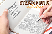 Stylish Steampunk birds and flowers, a Pattern Graphic by Julia_Snegireva (Thumbnail 2 of 6)