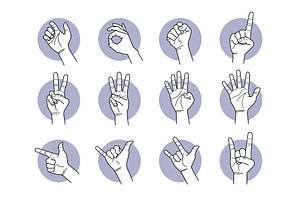 Hand and finger gestures, an Illustration by Leremy Stick Figures