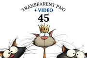 45 Quirky Cat Clipart Set, an Animal Illustration by Pati Charm Studio (Thumbnail 1 of 9)