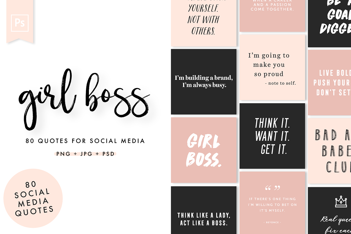 Girl Boss Social Media Quotes Pack, a Social Media Template by Bold Leap Creative (Photo 1 of 3)