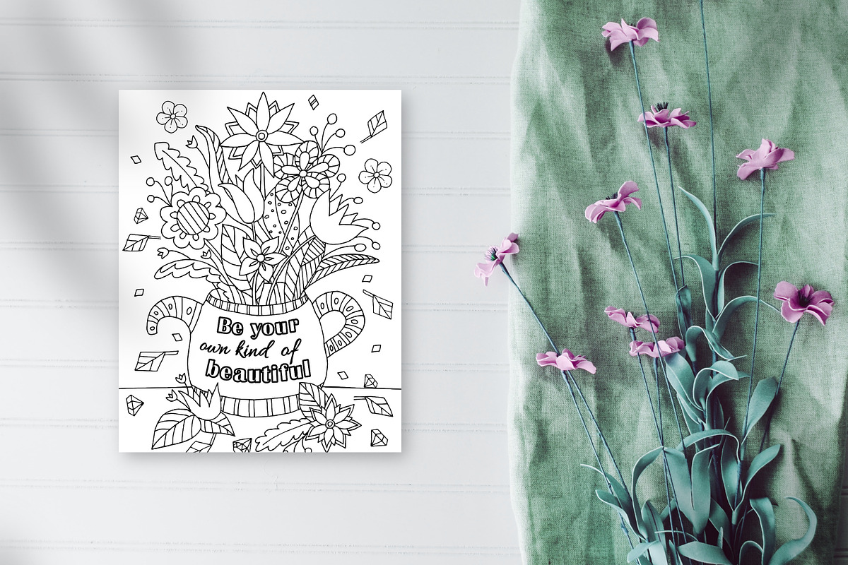 Coloring Pages Inspirational quotes, an Illustration by ChristinaDesigns (Photo 2 of 7)