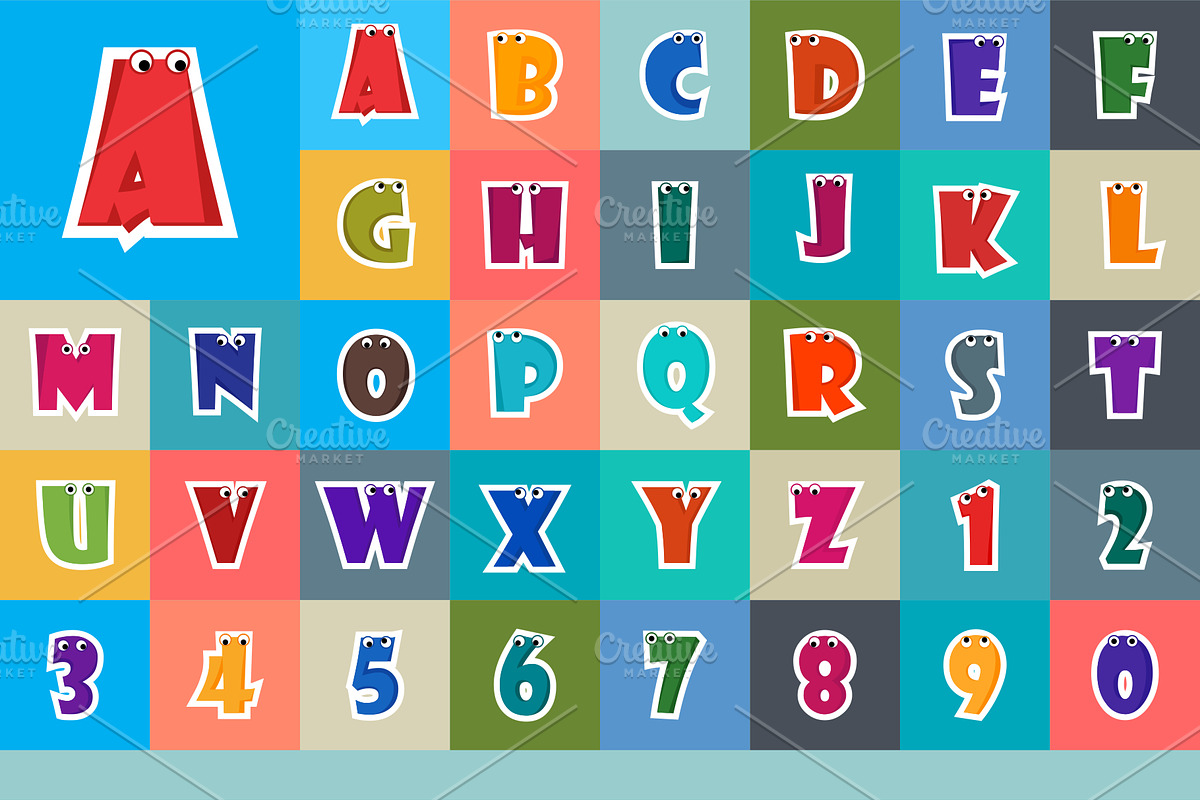 Alphabet Cartoon Letter Design Set, an Education Illustration by shahsoft