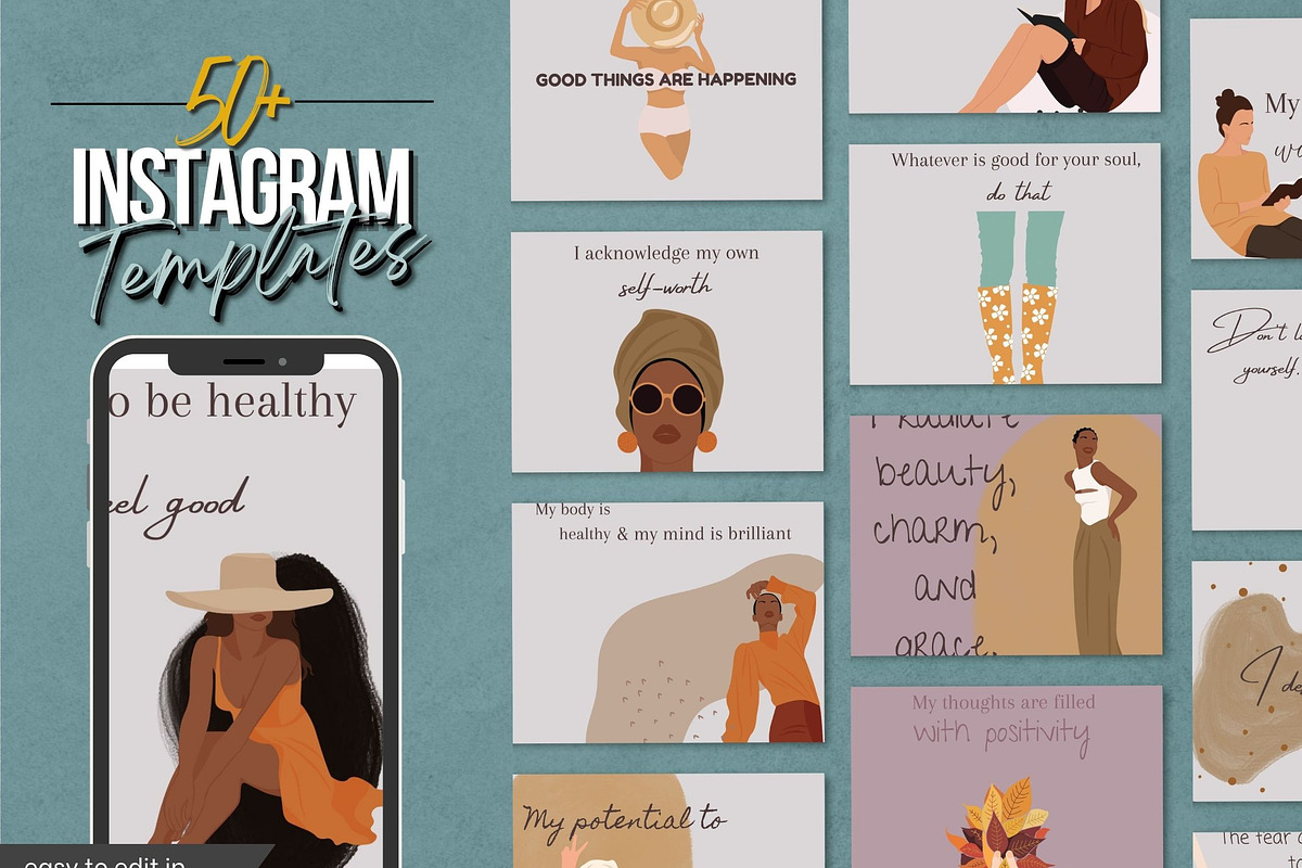 50 Boho Instagram Post Templates, a Design Template by Iampaulrose (Photo 3 of 8)