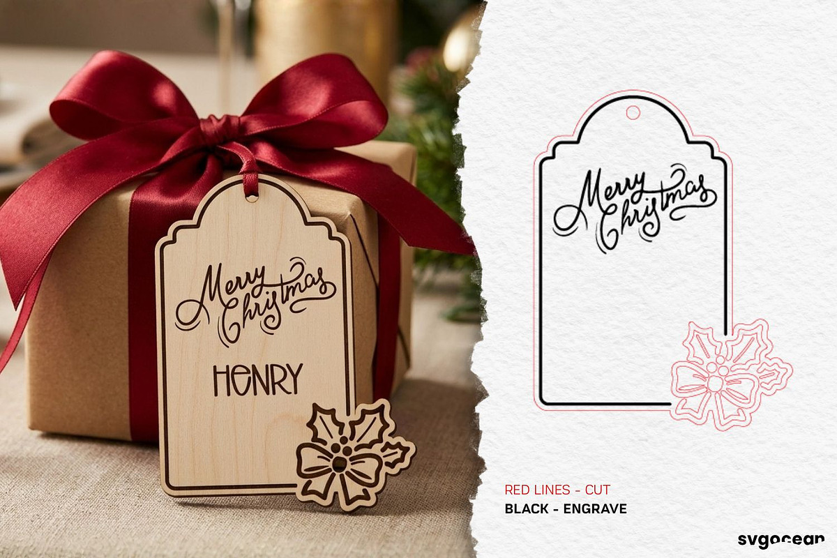 Christmas Gift Tag SVG Bundle, a Decorative Illustration by svgocean (Photo 7 of 17)