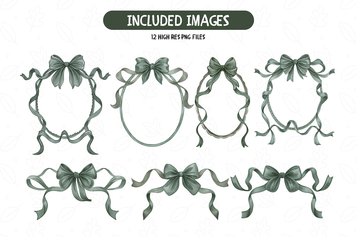 Green Bow Frames Clipart, an Illustration by TatiMockup (Photo 2 of 4)