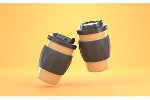 Coffee Cups With Black Sleeve