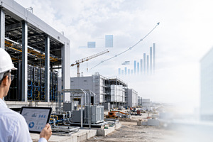 Industrial construction site with ma