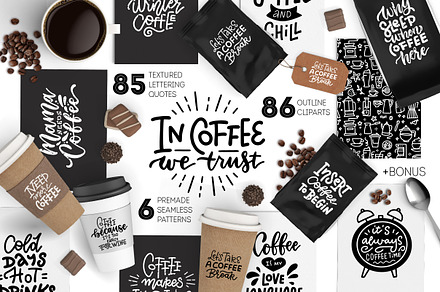 Coffee lettering &clipart collection