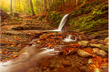 Autumn mountain waterfall, a Nature Photo by Nature and travel