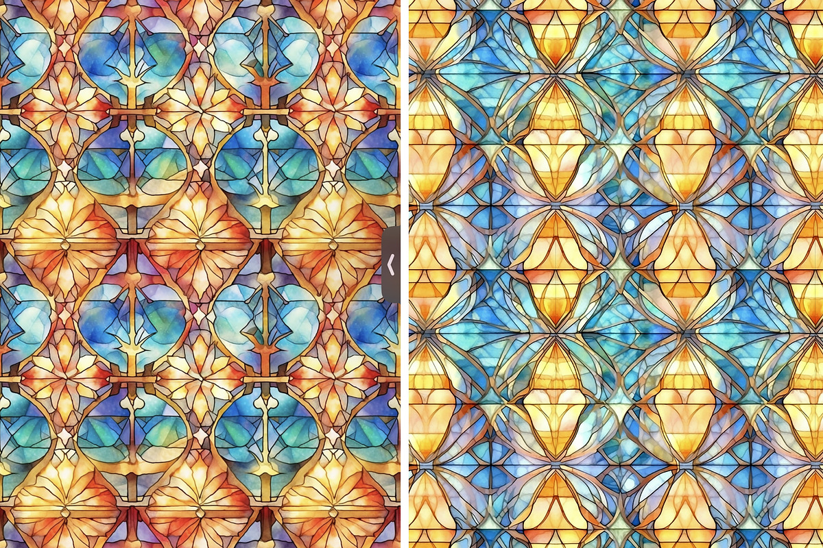 Seamless patterns with stained glass, a Pattern Graphic by Bubert Art