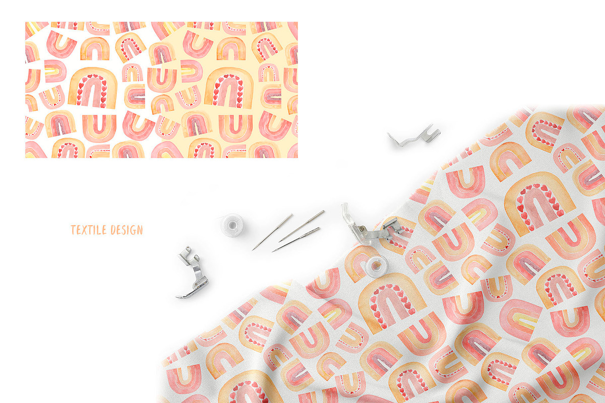 Watercolor Rainbows Pattern, a Pattern Graphic by MayaNavits (Photo 9 of 10)