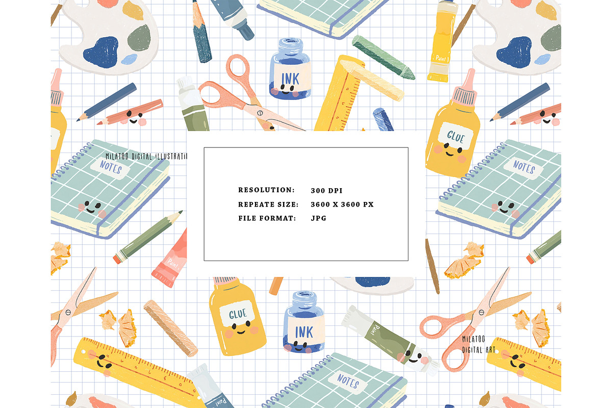 Kids craft hobby pattern DIY teacher, a Pattern Graphic by Milatoo (Photo 2 of 3)