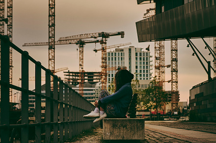 Woman in urban jungle