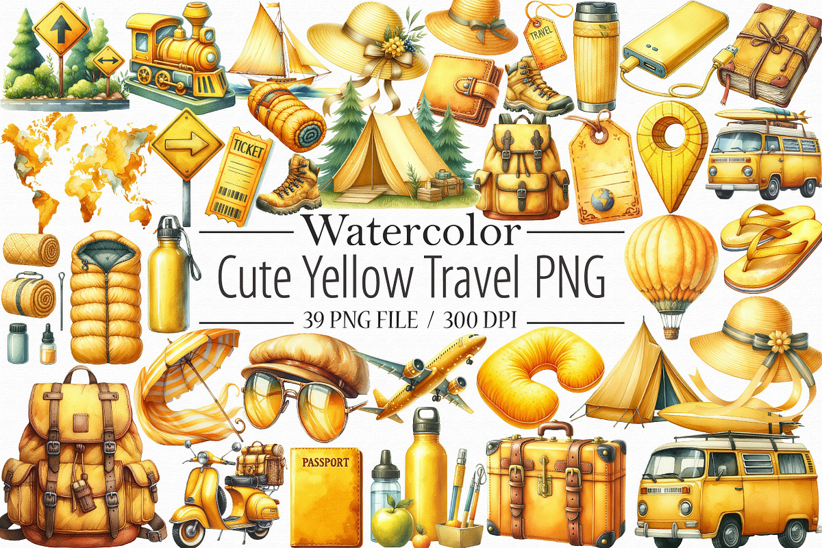 Cute Yellow Travel PNG, an Illustration by Libby Wishes (Photo 1 of 5)