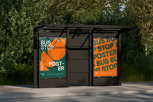 Urban Bus Stop Poster Mockup