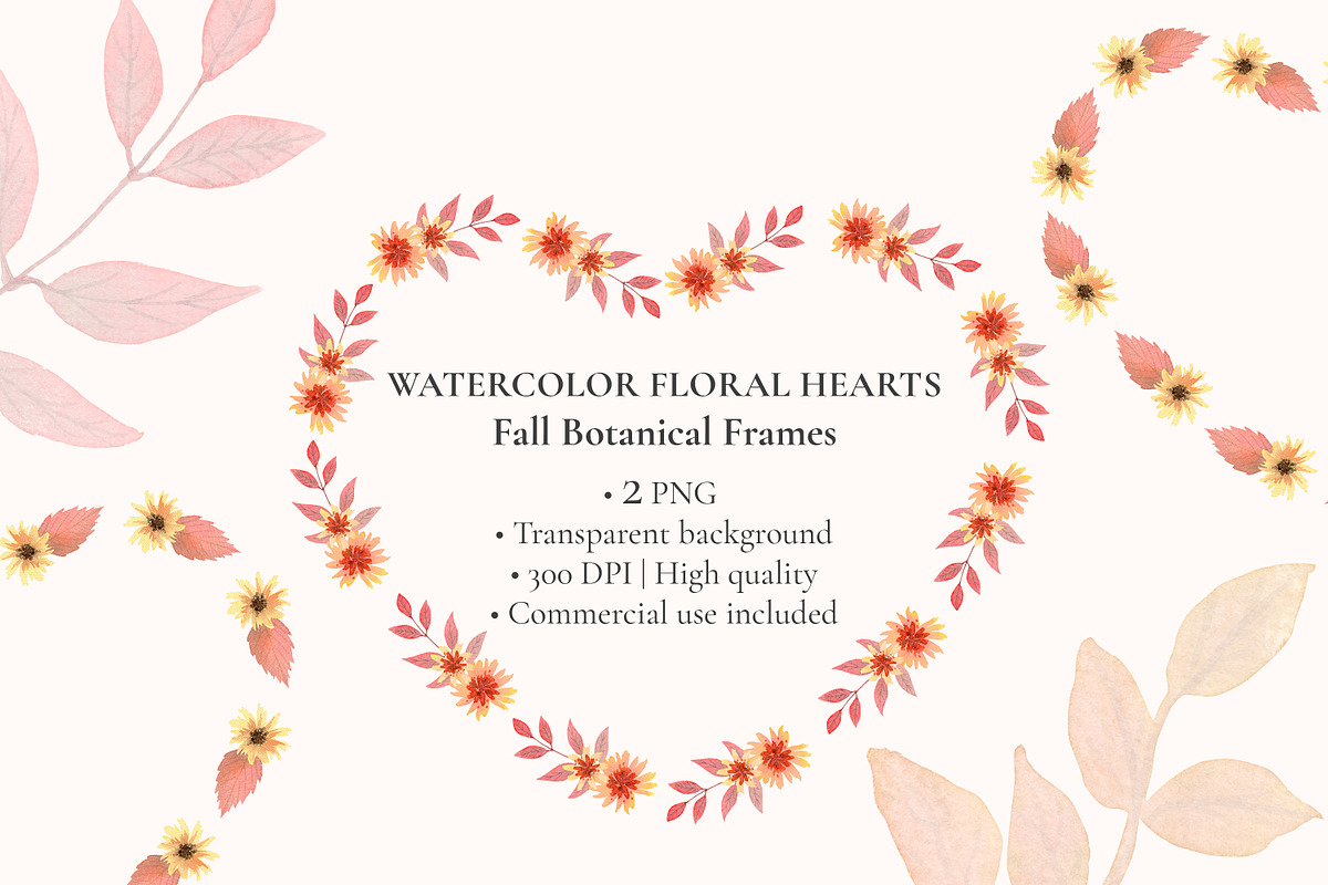 Fall Floral Heart Frames PNG, an Object Graphic by Nadia Semyroz (Photo 1 of 5)