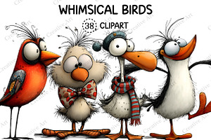 Whimsical Birds Clipart Bundle, an Illustration by Creative Art