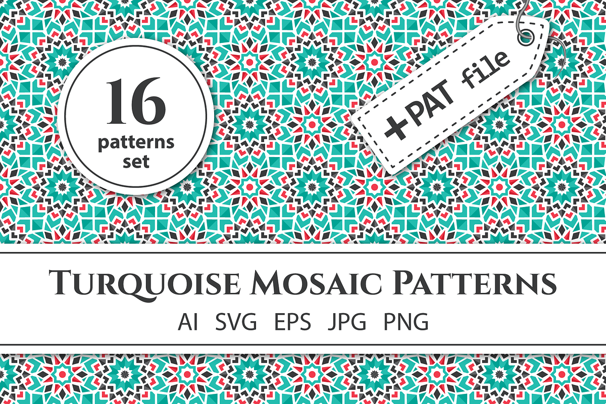 Turquoise Mosaic Patterns Set, a Pattern Graphic by dacascas (Photo 1 of 6)