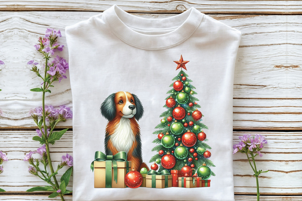 Christmas tree Dog Clipart, an Illustration by CraftArtStudio (Photo 2 of 6)