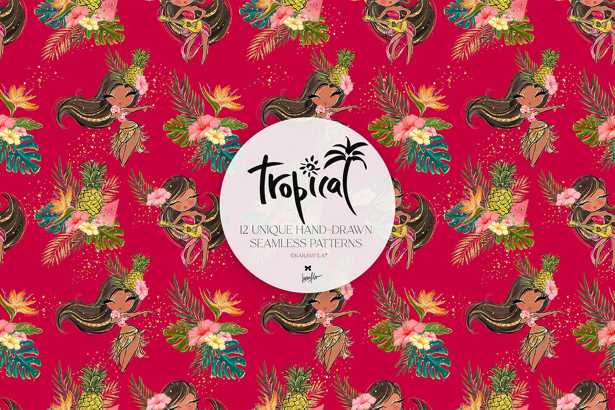 Hawaii Tropical Seamless Patterns, a Pattern Graphic by KaramfilaS (Photo 4 of 17)