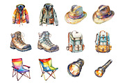 Watercolor Hiking and Camping, an Illustration by Design Market (Thumbnail 3 of 3)