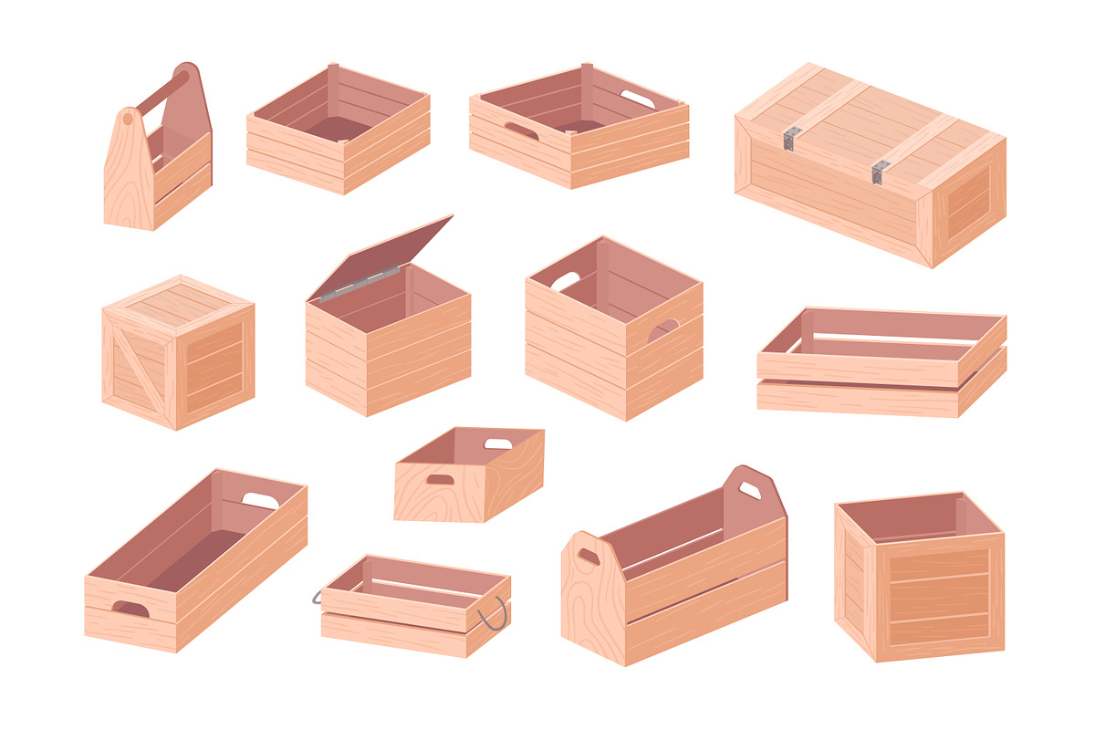 Wooden boxes and crates set, an Object Illustration by Good Studio (Photo 1 of 3)