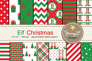 Elf Christmas Digital Papers, a Pattern Graphic by JennyL Designs (Thumbnail 1 of 4)