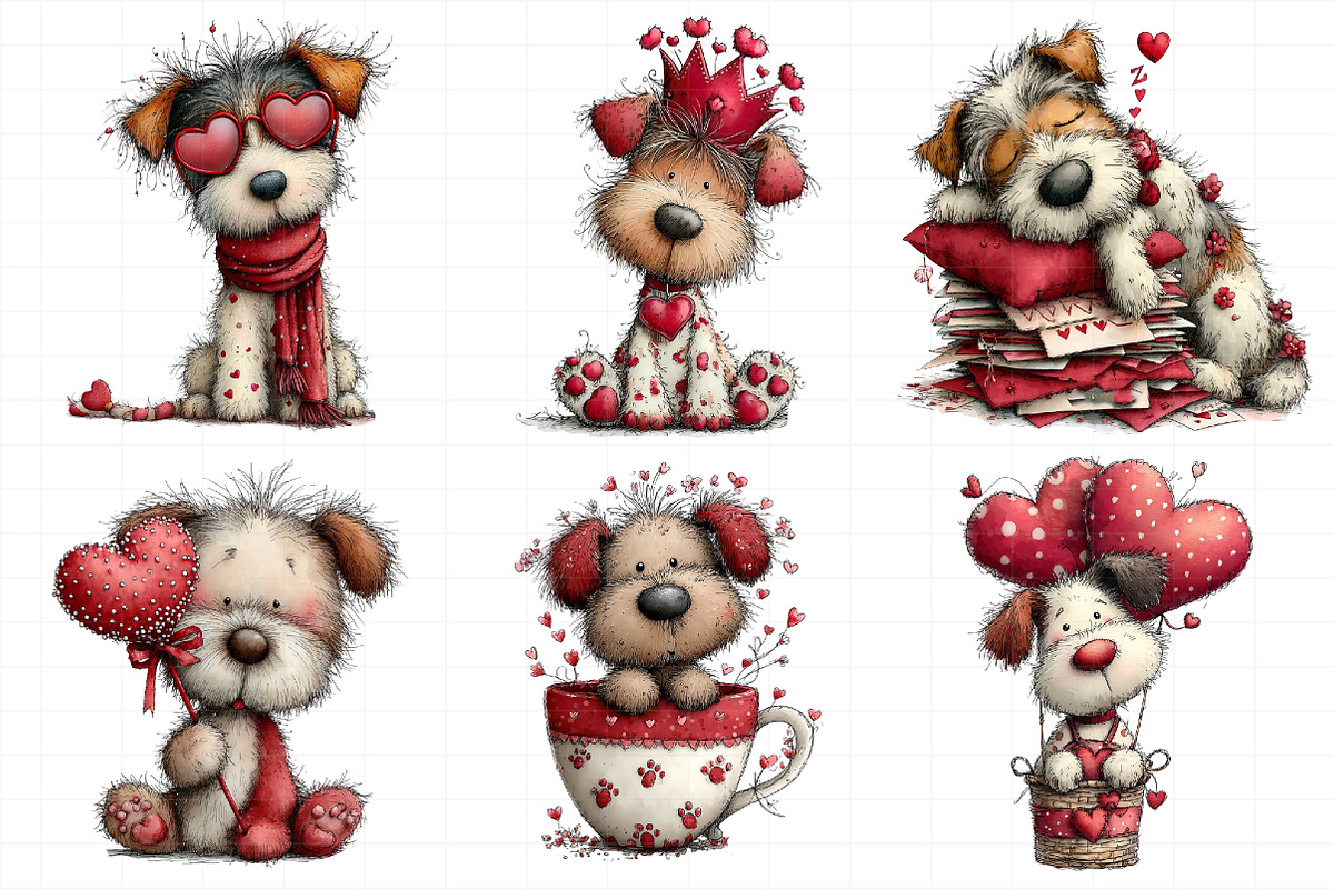 Whimsical Valentines Dog Clipart, an Illustration by Daily.Designs (Photo 3 of 8)