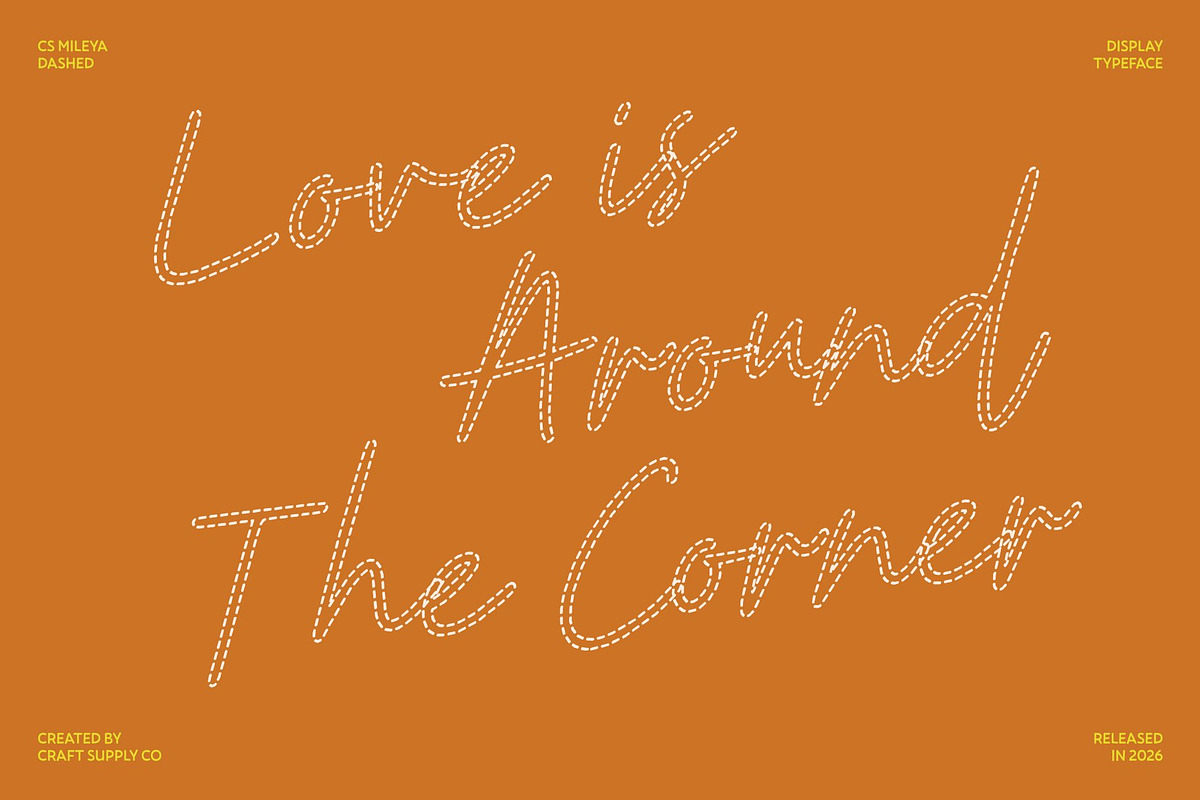 CS Mileya Dashed, a Script Font by Craft Supply Co. (Photo 2 of 8)