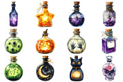 Halloween Potion bottle Clipart Set, an Illustration by Craft Nest (Thumbnail 3 of 4)