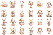 Cute Boho Pink Bunny Clipart, an Illustration by Sublimation Artist (Thumbnail 2 of 6)
