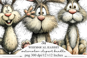 Whimsical Rabbit Clipart, an Illustration by Designking