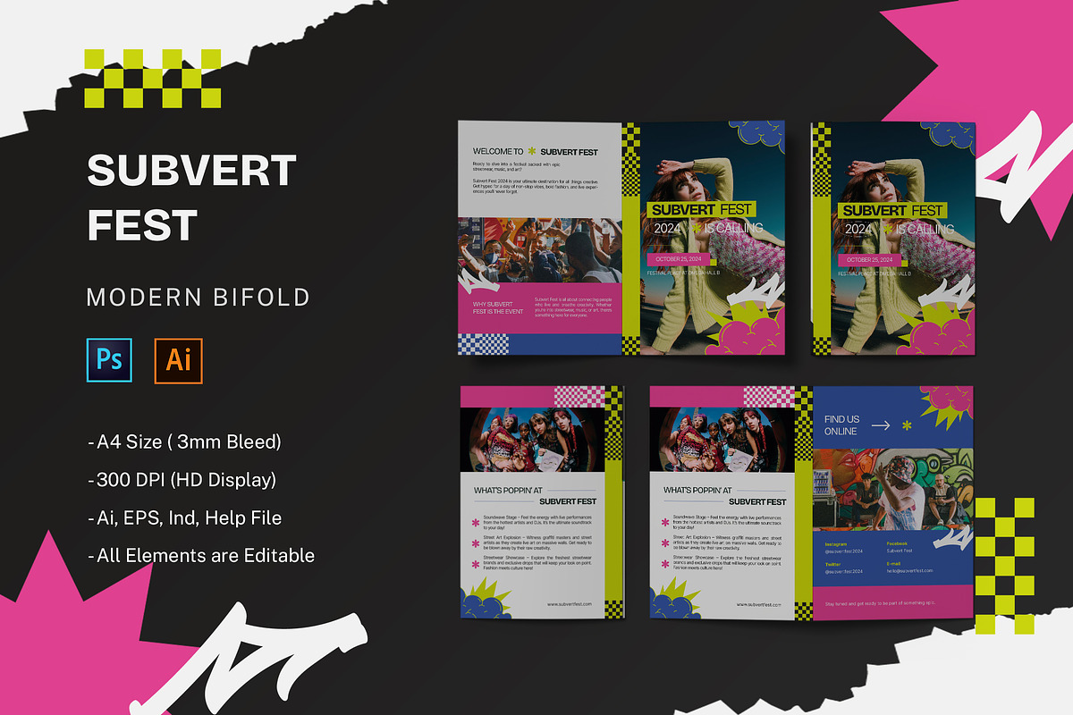 Subvert Fest - Bifold Brochure, a Brochure Template by StreaksideStd (Photo 1 of 3)
