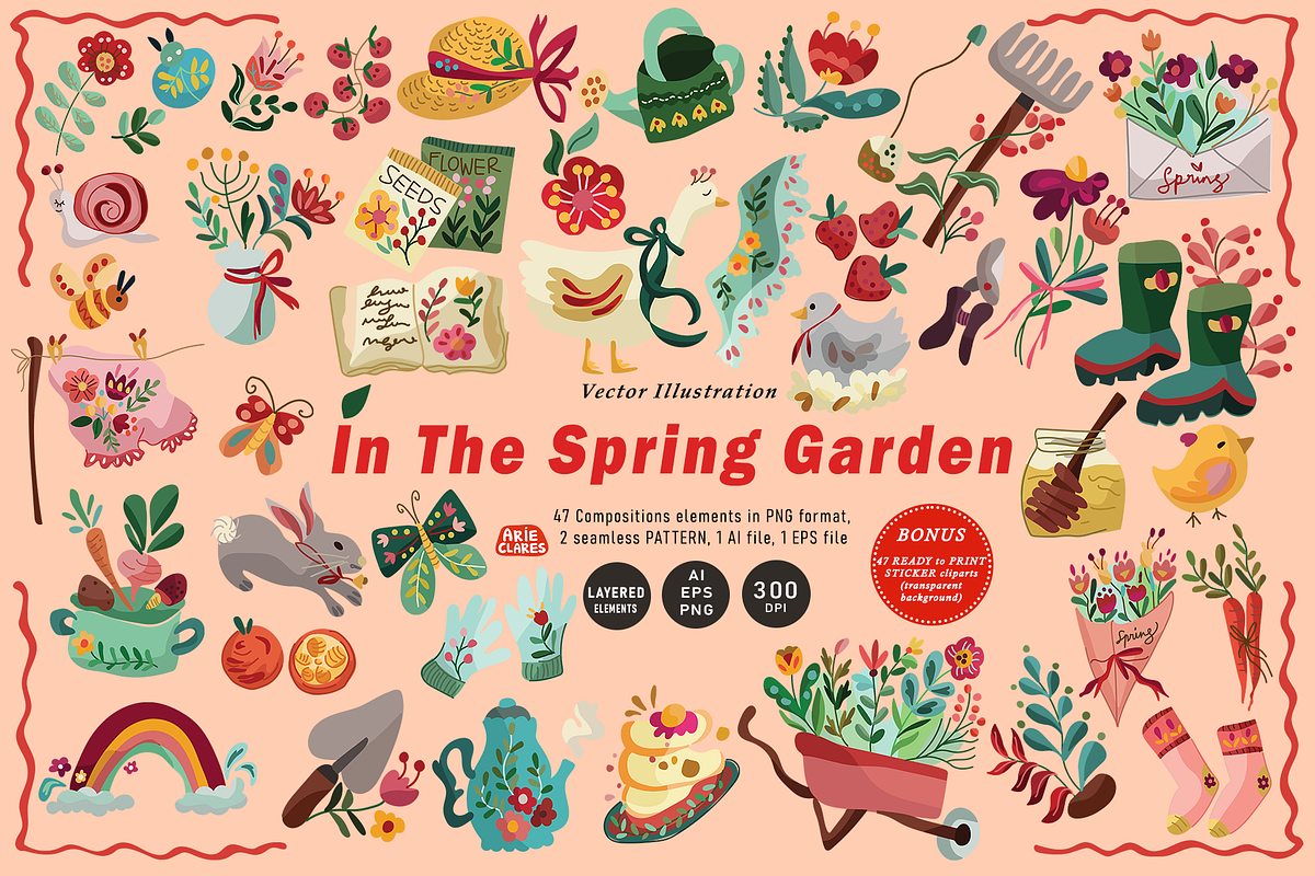 In The Spring Garden, a Seasonal Illustration by Arie Clares (Photo 1 of 12)