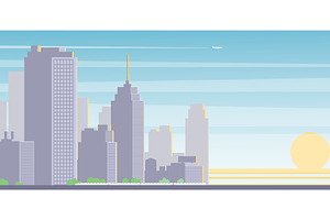 Cityscape with silhouettes of, an Object Illustration by Vectorbuum