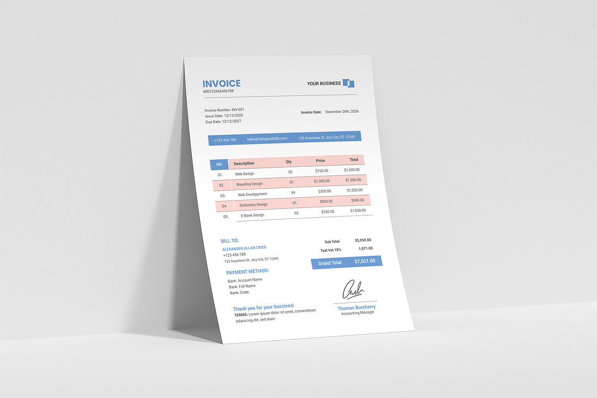 Minimalist Business Invoice Template, a Card Template by Artnivora.Std