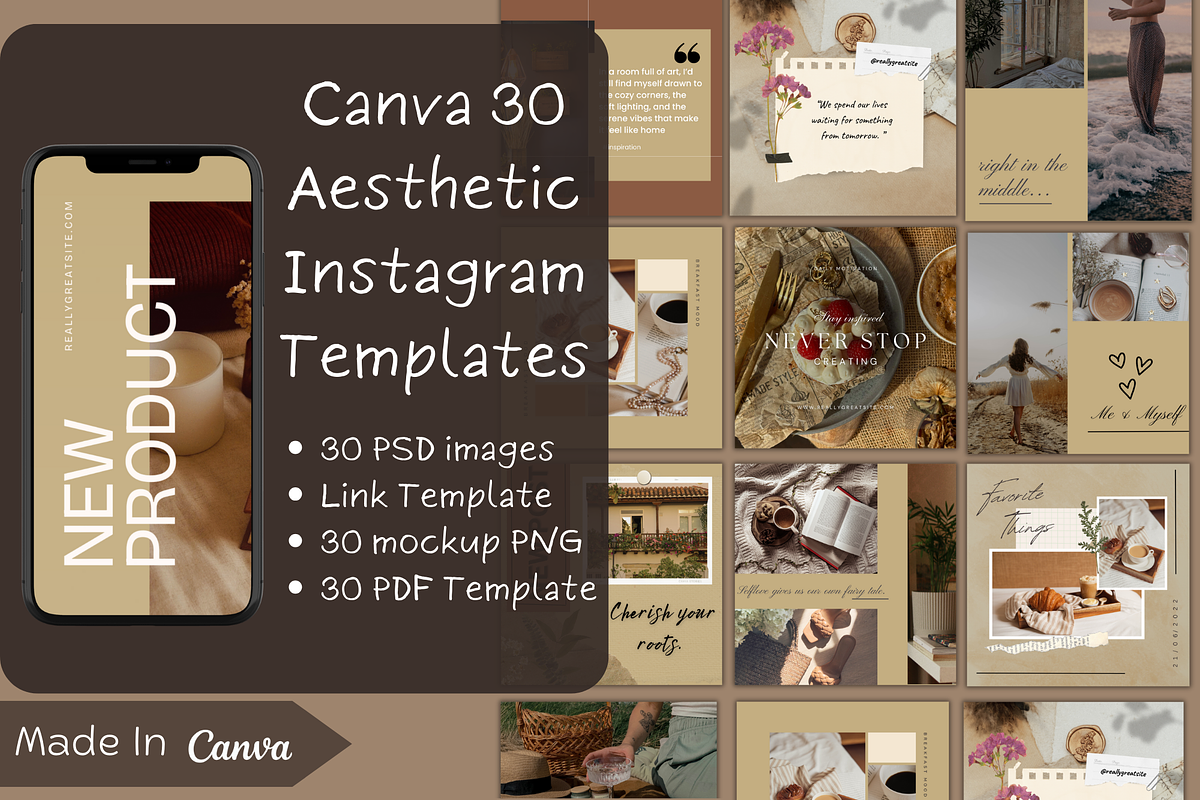 Beige & Beautiful Instagram Bundle, a Social Media Template by WynterLife Studio (Photo 2 of 11)