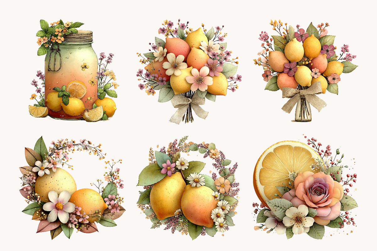 Whimsical Lemon Clipart, a Seasonal Illustration by Designworld (Photo 4 of 10)